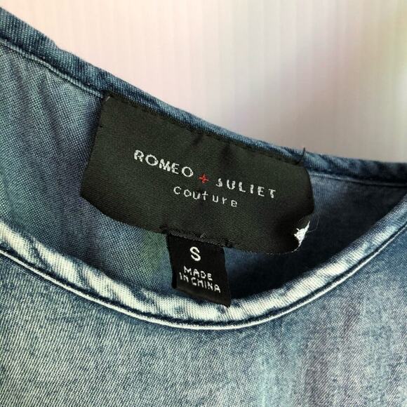 Romeo and Juliet Couture denim jumpsuit adjustable straps and drawstring waist - Picture 10 of 13